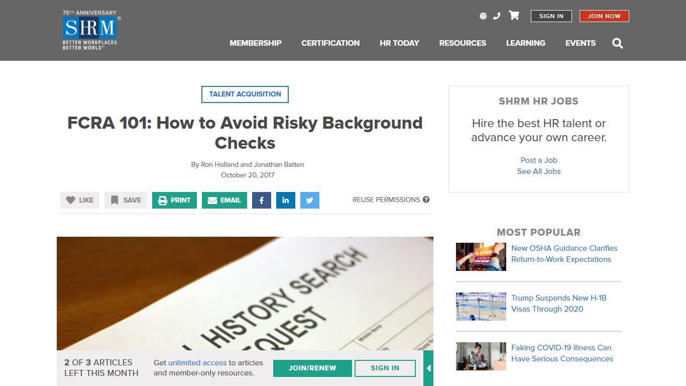 FCRA 101: How to Avoid Risky Background Checks - SHRM
