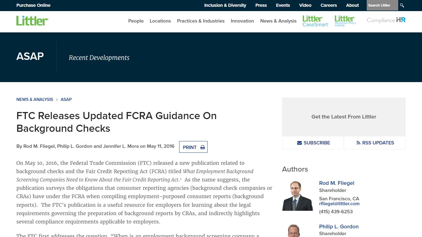 FTC Releases Updated FCRA Guidance On Background Checks